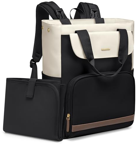 GOLF SUPAGS 25L Sac a Langer Bebe avec Matelas à Langer Portable et Sangles pour Poussette, Sac a Dos Isotherme, Sac à Dos à Langer Maternité, pour Maman ou Papa (Noir & Blanc)
