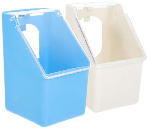 PRETYZOOM Comederos Colgantes Fáciles de Limpiar para Palomas de Plástico Resistentes a Mordeduras Tapa, Pack de 2 Unidades para Jaulas de Aves Pequeñas