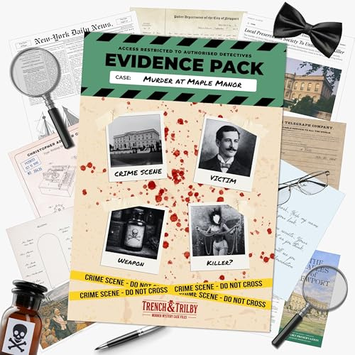 Murder at Maple Manor – Murder Mystery Game – Cold Case Detective Kit & Crime Investigation – Solve Murder at a Luxury Gilded Age Manor – Immersive Evidence Pack with Online Clues – Game Night & Gift