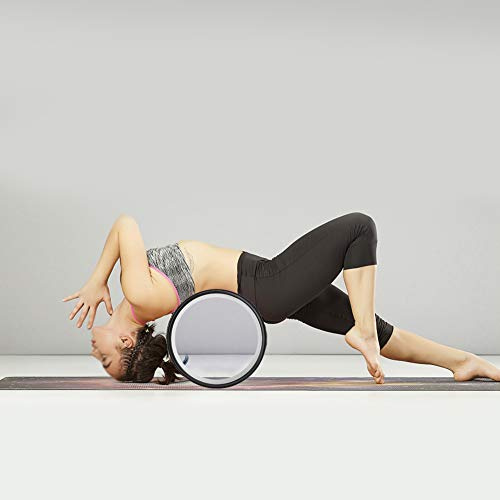 Cocoarm Rueda de Yoga, Herramienta de Entrenamiento de Espalda Duradera de Goma PU, Alta Compresión, Ideal para Práctica de Yoga y Fitness Corporal (Anillo Interior Negro)