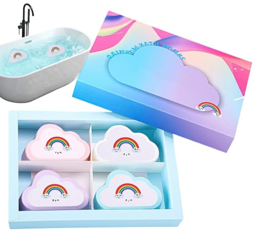 Bubbelbad För Vuxna Lugnande Badboll Med Regnbågens Alla Färger | 4-Pack Med Skummande Bubbelbad Lämplig För Pojkar Flickor Ungdomar Och Familjen Med Hud Hemmabruk Och På Resor