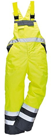 Stormway Men's Hi Vis Contrast Bib and Brace Waterproof Ulined Workwear Dungarees Overall Yellow/Navy Large