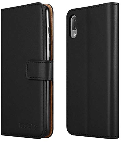 iCatchy For Xperia L3 Case Wallet Book [Stand View] Card Case Cover Magnetic Closure Full Protection Premium Leather Folio Case for Sony Xperia L3 Phone (Black)