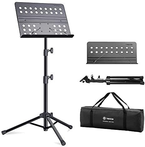 Vekkia perforierter, tragbarer, zusammenklappbarer Notenhalter, verstellbar, super stabil, geeignet für Instrumentalaufführungen, Band und Reisen