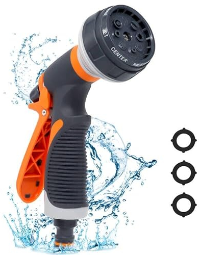 Gartenschlauch Spritzpistole,Gartenbrause,Sprühdüse 8 verstellbare Muster Wasserpistole für Autowäsche, Haustierdusche, Gartenarbeit, Bewässerungspflanzen, Autowäsche, Dusche, Haustiere