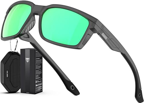 ATTCL Sonnenbrille Herren Polarisierte Sportbrille Fahrerbrille TR90 Rahme Ultra Leicht CAT 3 UV400-Schutz 2238 touhui-Green