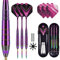 Trecynd Dartpfeile mit Metallspitze 24 Gramm, Profi Steeldarts mit Metallspitze Steeldarts Set Steel Darts Pfeile Set Stahl Spitze Darts Set 3 Aluminium Schaft + Extra 3 Dart-Flüge (Purple)