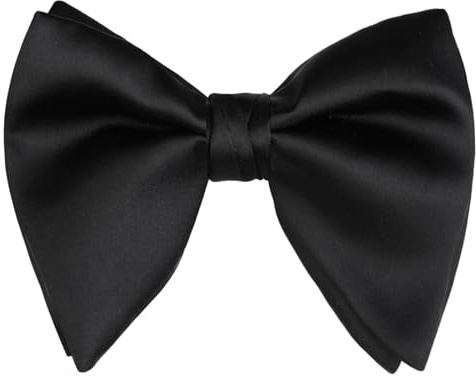 Alizeal papillon da uomo pre-legato classico monocromatico per cerimonia nuziale, smoking formale, papillon oversize, Nero-01, Taglia unica