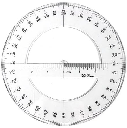 1Pc White 360 Degree Protractor Round Ruler Gauge Angular Drafting Tools Circle Protractor for School Education Office Classroom 6 Inch, Protractors, Writing and Correction Supplies