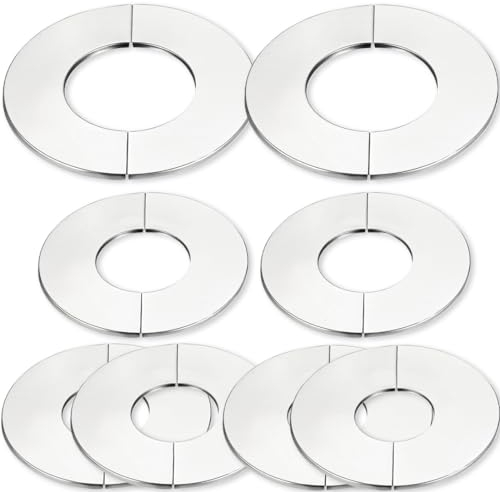 8 rosette in acciaio inox, rosetta di copertura divisa, per rubinetti, tubi, tubi termici