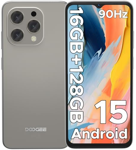 DOOGEE Smartphone 2025 N55 Android 15, 16GB+128GB/2TB TF, 90Hz 6.56 HD+ Display, Telefono Cellulare 13MP+8MP Fotocamera, Telefono 5150mAh Batterie, 4G Dual SIM/Widevine L1/Face Unlock, Naturale