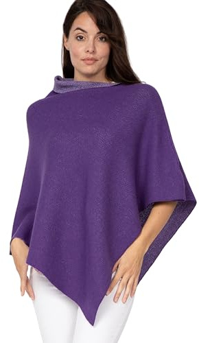 Marine Cashmere - Tvåfärgad kashmirblandning poncho för kvinnor, delikat och mjukt kashmirgarn, tillverkad i Italien (Barlume)
