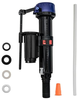 Empyreal Pieza de repuesto para válvula de llenado de tanque de inodoro, válvula de entrada universal G1/2, varilla y flotador ajustable, equipada con filtro de salida y tubo de recambio. 1 unidad.