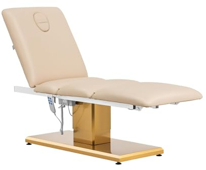 Physa Fauteuil esthétique 300 W 200 kg Beige/Or - Table de Massage Chaise de Massage Table de Soins Table de Tatouage