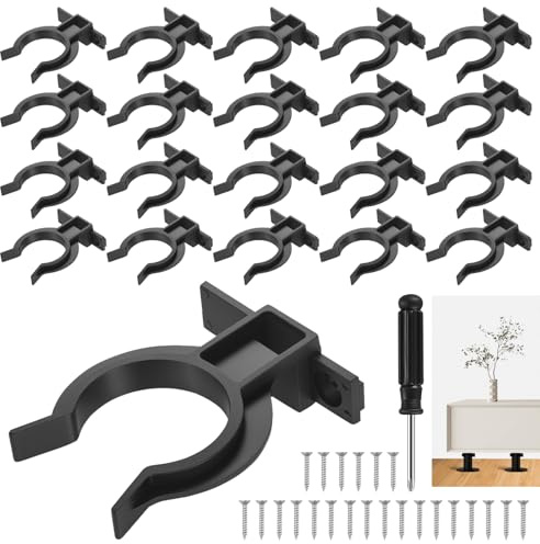 20 Pcs Pinzas Zocalo Cocina, Grapas Clips para Rodapiés, Clip de Fijación de Zócalo de Cocina, Clip de Rodapié para Patas de Armarios Gabinete 28-32 mm, con 60 Tornillos y 1 Destornillador