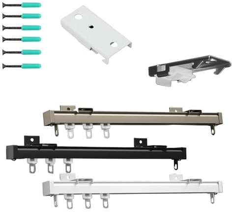 Sistema di binari per tende scorrevoli per soffitto e parete, set di binari per tende flessibili per camper, binario per tende da soffitto ospedaliero, per camper e arco (nero, 100 cm)