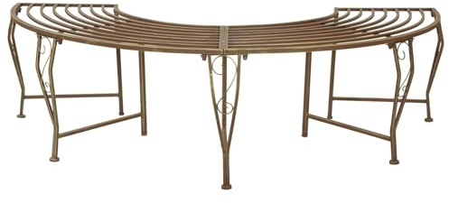 Ziaphsol Banc d'arbre pour 4 personnes - 160 x 80 x 44 cm - En acier - Marron vieilli mat - Banc pour tronc d'arbre dans le jardin - Résistant aux intempéries - Avec 150 kg par siège