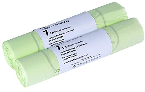 The Caddy Company 7 Litre Tie Handle Compostable Kitchen Caddy Liners, 100 Bags, Green,21 x 10 x 5 cm