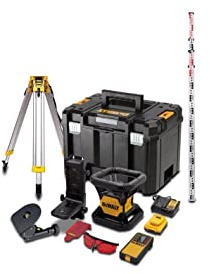 KIT.Láser Rotativo ROJO con batería 18V 2.0Ah. Alcance 45/457m. Incluye detector, cargador batería, soporte, gafas, tarjeta magnética, caja TSTAK+TRIPODE+REGLA - Unid: 1
