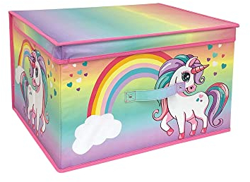 COUNTRY CLUB Kids Storage Boxes - Bedroom/Toys/Games/Clothes - Ideal for computer games/toys/books (Rainbow Unicorn)