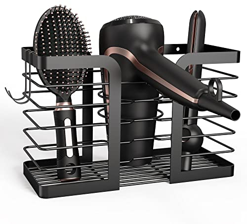 Kegii Fönhalter Ohne Bohren Wand, Haartrocknerhalter Wandbefestigung Bad zubehör, Halterung für Haartrockner und Glätteisen, Badorganizer Multifunktional für Hotel Wohnzimmer Barbershop