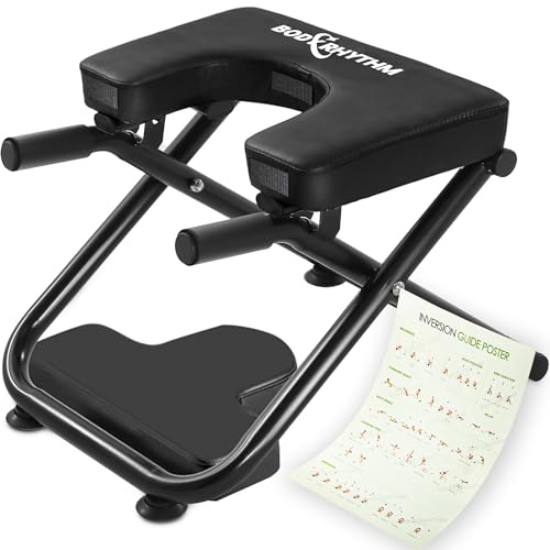 BODYRHYTHM Yoga Headstand Bench, Yoga Inversion Chair, Headstand Trainer for Relieve Stress, Improve Sleep & Digestion and Strength Training, Ideal for Home Workout, Fitness and Gym (Black)