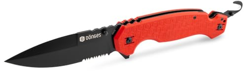 Dönges Rettungsmesser Professional Kugelgelagert - Feuerwehr Messer mit Gurtschneider & Glasbrecher - Taschenmesser für Feuerwehr mit Gürtelclip Ideal für Rescue, Survival Outdoor oder Camping