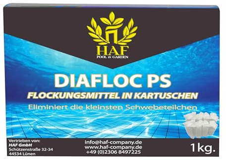 HAF® 1 kg flingpatroner | flingningsmedelspatroner för kristallklart poolvatten – enkel användning och mycket effektiv effekt – kvalitet: Tillverkad i Europa – kvantitet: 8 patroner vardera 125 g = 1