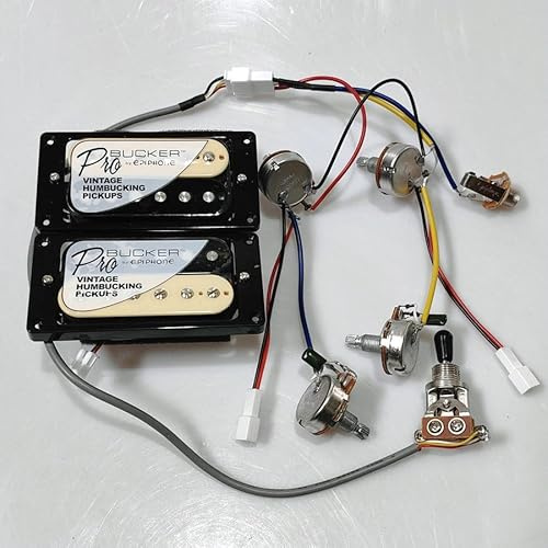 1 Set Guitar Pickups ProBucker Alnico Pickups Humbucker pickups with Wiring Harness Pots 3 Way Switches For Electric Guitar Pickups(Color:Zebra Black ring)
