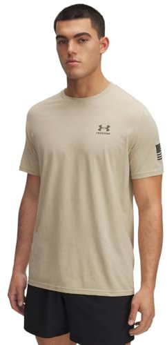 Under Armour Men's Freedom Flag Short Sleeve T Shirt, (290) Desert Sand / / Black, Large