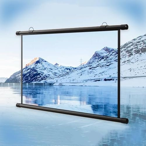 YHDMDQ 60 Inch HD Projector Screen, 70 Inch Manual Pull Down Projection Screen, 4K Movie Widescreen Viewing Home Theater Movie Screens for Indoor Outdoor(50 Inch (16:9))