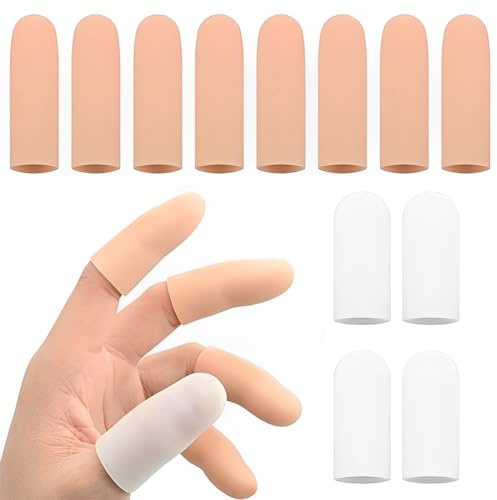 LAJUP 12 Pezzi Gel Manicotti per Dita Protezioni per Dita in Gel,Protezioni per dita in silicone per protezione per dita Manicotti, Eczemi, Dita e Artrite,Trigger Finger Finger