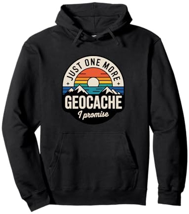 Retro 80s Sunset Geocaching for Vintage Style Lovers Pullover Hoodie