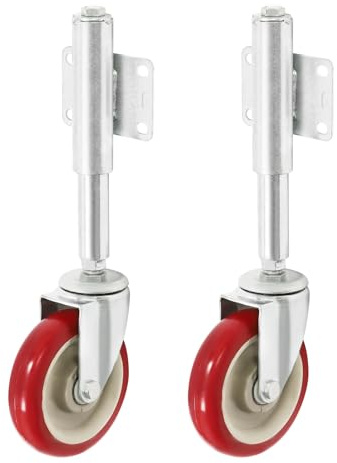 Juego de 2 ruedas para puerta con resorte, 100/125 mm, para cargas pesadas, 150 kg, capacidad de carga 360°, giratoria, para puertas de madera, jardín, vallas, granjas, universales (100 mm)
