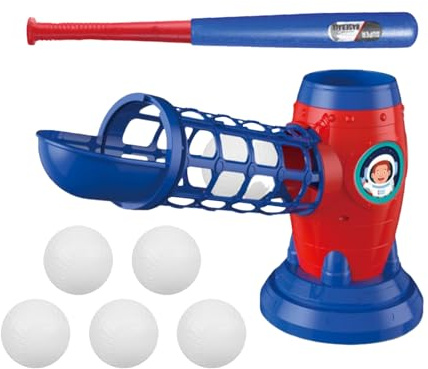 Machine de Pitching de Baseball - Lanceur Automatique de Balle de Softball - Appareil d'entraînement Sportif - Jouet de Tennis - Équipement pour de 3 à 8 Ans - Kit de Balle T pour débutants