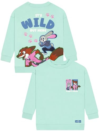 Disney Felpa Bambina Zootopia, Felpa Ragazza Nick Wilde E Judy Hopps, Abbigliamento Bambina Cotone, Maglione Ragazza, 10-11 Anni