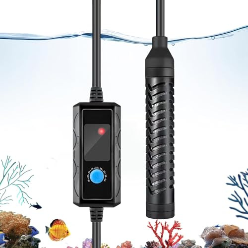 Calefacción de acuario, 100 W, calefacción de instalación vertical, mini termostato con ventosas, apto para peces, tortugas, reptiles acuarios de agua dulce y agua
