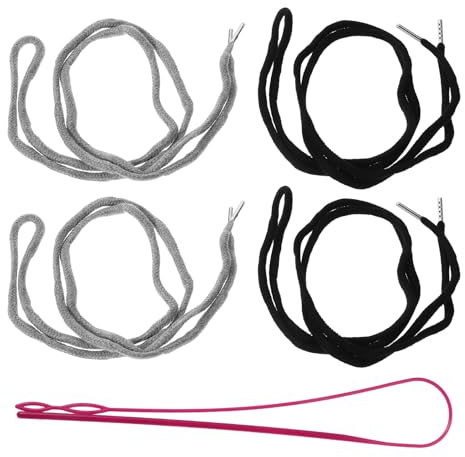 HIAKDOFT Kit de Cuerda con Dispositivo para Pasar Cordones Cuerda para Cintura de Sudaderas y Pantalones para Reemplazo de Cordones Chaquetas y Ropa Exterior Color Gris y Negro