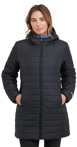 Peter Storm Women’s Blisco II Longline Jacket with Hood & 2 Pockets, Lightweight, Water Repellent & Insulated Winter Padded Puffer Coat (UK, Numeric, 22, Regular, Regular, Solid Black)