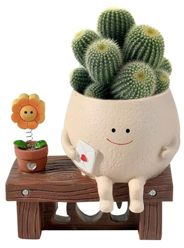SGZIOO blomkruka ansikte, roliga blomkrukor, söta blomkrukor med solros, suckulent kruka med smiley-ansikte, rolig blomkruka för trädgårdsdekoration, gåva växtälskare (solros)