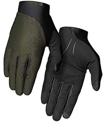 Giro Trixter Cycling Gloves - AX Bolt Fabric, InstaChill Tech, Perforated Microfiber Palm, Slip-On Design for Road & Trail, Moisture Management, Durable & Comfortable Fit, Color: Olive Green, Size: L