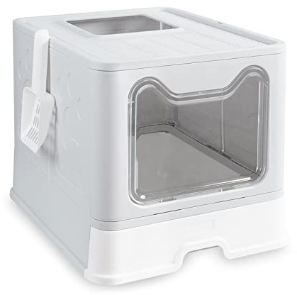 BingoPaw katzenklo mit Deckel XXL katzentoilette Faltbarer Geschlossener Mülleimer mit Abdeckung, Schublade und Streuschaufel