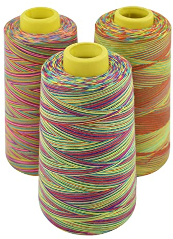 Regnbåge omväxlande polyester symaskinstråd alla användningsområden tråd 3 koner på 3 000 meter varje spoltråd för sömnad quiltning overlock broderi handbroderi