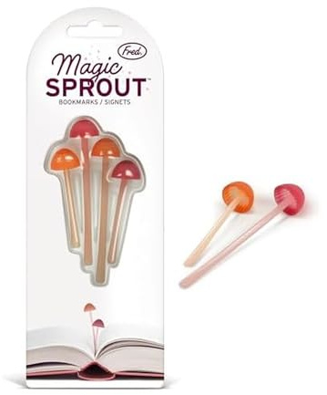 Genuine Fred Magic Sprout, Mini-Mushroom Bookmarks - Set of 4 - Two Sizes & Colors - Soft, Flexible Silicone - Fun Stocking Stuffer, Gift for Book Lovers, Teachers, Back to School - Cottagecore Decor