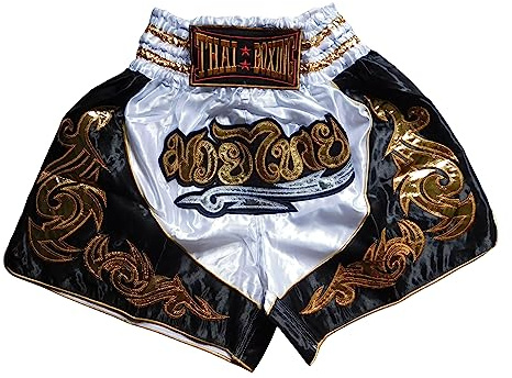 Genérico Tamaño M Pantalón de Muay Thai Corto Boxeo Tailandia Shorts Kickboxing MMA Boxeo Deporte Entrenamiento Gimnasio