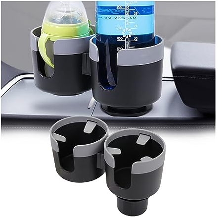 CGEAMDY Doppelter Autobecherhalter, Auto 2 in 1 Multi-Funktions-Flaschen-Halter, Universal-Flaschenhalter für Den Fahrzeuginnenraum für Wasser Kaffee Flasche(Grau)