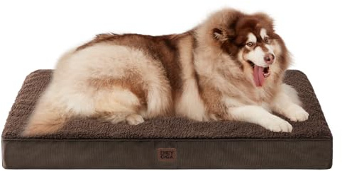 EHEYCIGA XXL Orthopedic Extra Large Washable Dog Bed, 127x91x10cm, Brown | Soft Fabric, Durable Oxford Fabric Lining, Supportive Foam Egg Trays, Non-slip Bottom, With Removable Cover, For Crate Mat