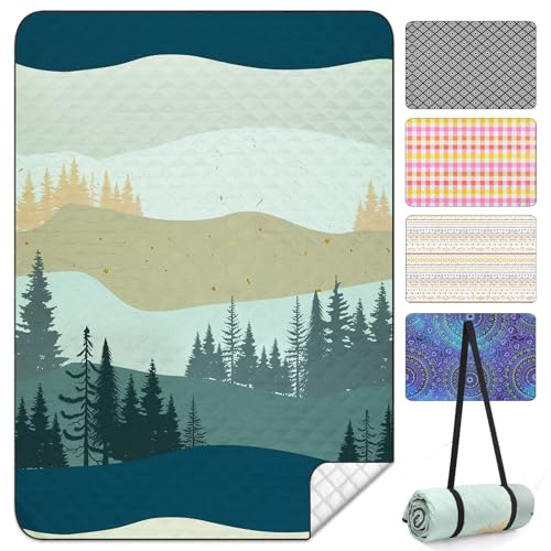 Unicorn Castle Picknickdecke Waschbare Campingdecke Stranddecke 150x200cm, Picknickdecke Wasserdicht Decke Outdoor Strandmatte mit Gepolstert für Strand,Picknick,Camping und Wandern