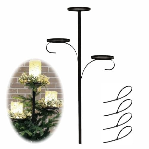 Black Triple Tree Topper, Candelabra Tree Topper for Christmas, 3 Tier Candle Holder, Candle Tree Topper, Christmas Topper, Light Up Christmas Tree for Indoor Bedroom Kitchen (Triple Topper-1pc)