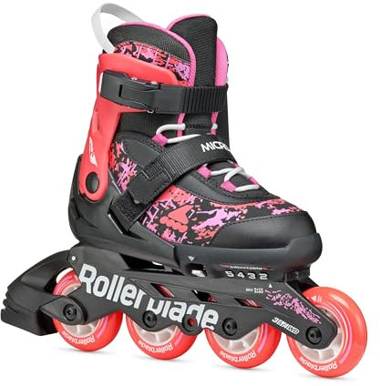 Rollerblade MICROBLADE SL, Inline-Skates für Mädchen, Freizeit Inliner, Schwarz/Koralle, 28-32